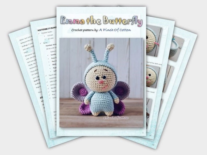 Mini Friends crochet PATTERNS set 3 crochet patterns PDF: ladybird, bee, butterfly image 9