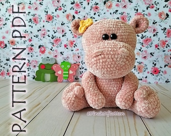 Patrón de ganchillo de hipopótamo, hipopótamo de ganchillo, patrón de ganchillo de hipopótamo amigurumi, patrón de ganchillo de hipopótamo en PDF