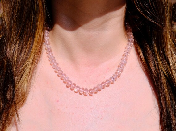 Rose Quartz Candy Necklace October Birthstone Good Filled - Chelsea Gold Pendant Necklace In Rose Quartz