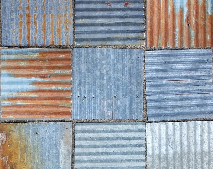 Salvaged Rusty Barn Tin for Craft Projects Set of 9 Random Etsy