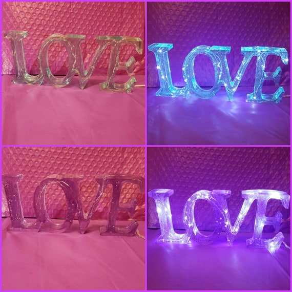 Homemade Resin Light Up Word Signs Etsy