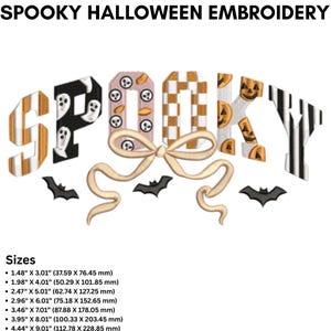 Motif de broderie Halloween effrayant rétro : fichier de point machine (téléchargement instantané)