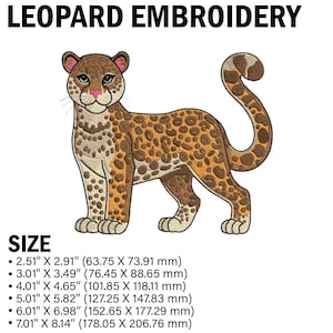 Leopard Embroidery Design: Wild Animal Stitch Pattern (6 Sizes) (Digital Download)