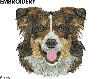 Australischer Schäferhund Gesicht Stickdatei (Digitaler Download)