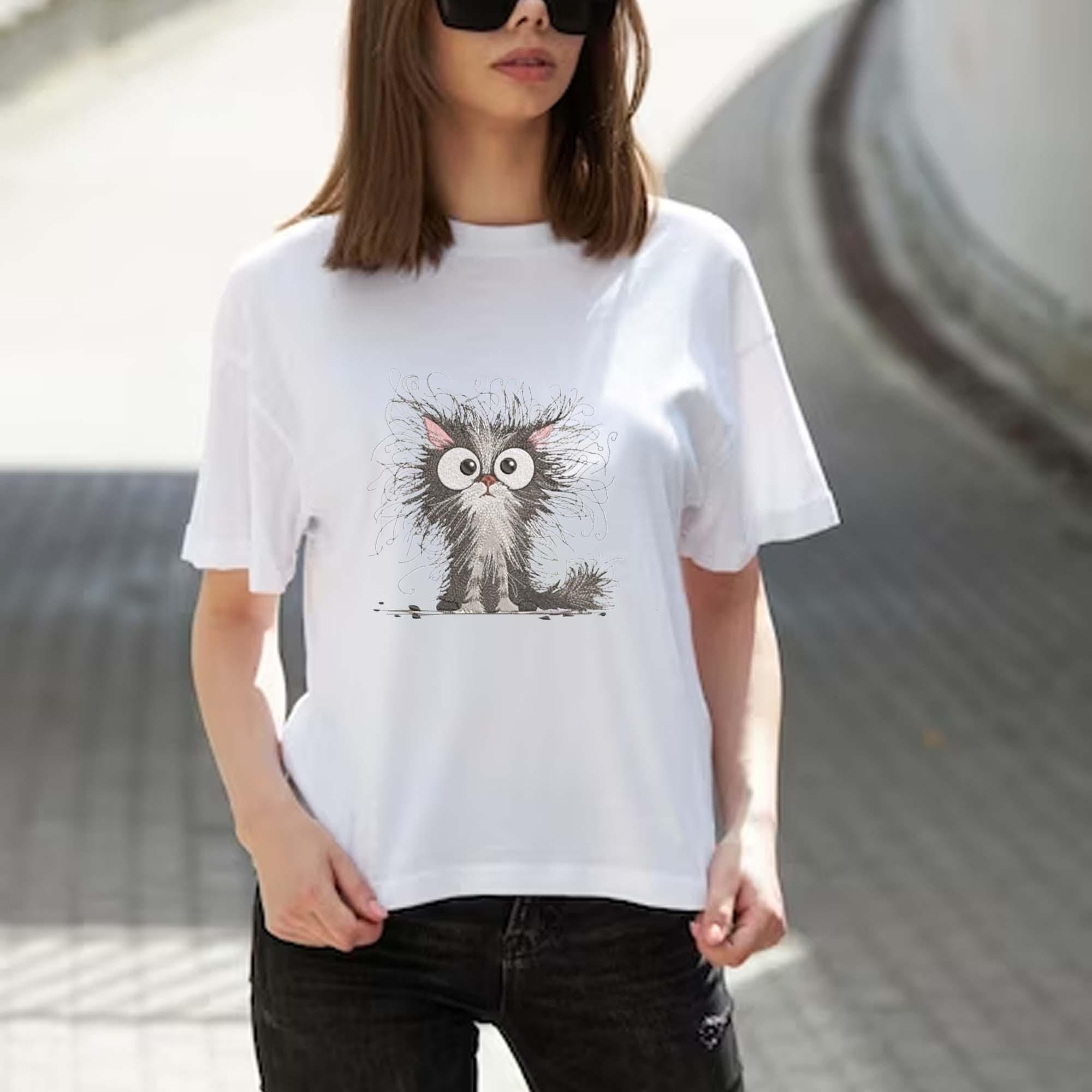 Funny Cat Embroidery Design, Cute Cat Machine Embroidery Design, Cat ...