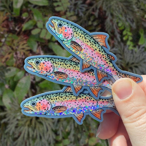 Regenbogen Forelle Glitzer Sticker