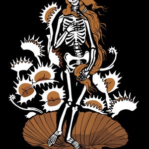 Skeleton Birth of Venus (Flytrap!) Sticker image 2