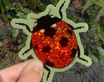 Pegatina de mariquita con brillantina