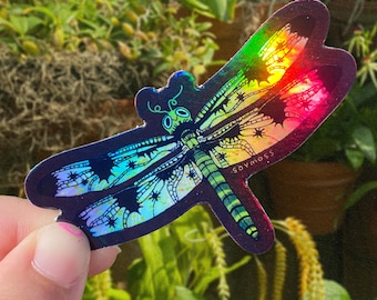 Pegatina holográfica de libélula