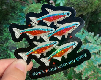 Pegatinas de neón con brillantina de tetras