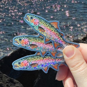 Rainbow Trout Glitter Stickers