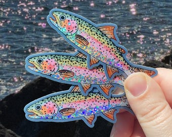 Rainbow Trout Glitter Stickers