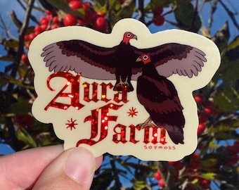 Pegatina con purpurina de buitre de Aura Farm