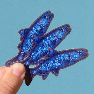 Adesivo glitterato trota celeste