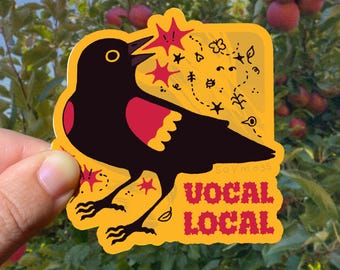 Pegatina del mirlo de alas rojas local vocal