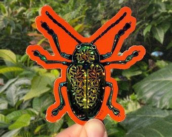 Pegatina con brillantina de escarabajo de adelfa