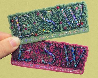 Pegatina con brillantina para botella de agua de apoyo emocional