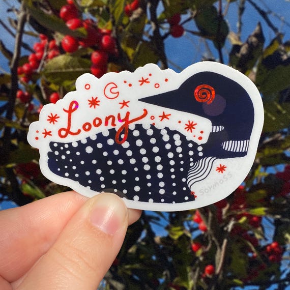 Loony! Common Loon Glitter Sticker