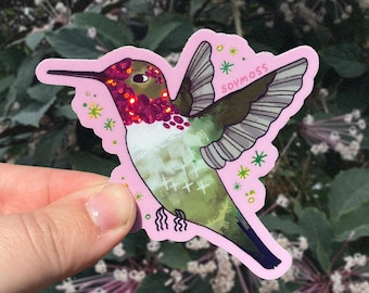 Anna's Hummingbird Glitter Sticker Hummers of North America Series