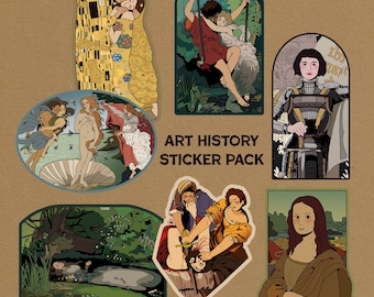 Art History Sticker Pack - Klimt, DaVinci, Botticelli (7 Stickers!)