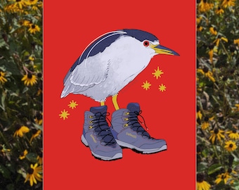 Night Heron in Hiking Boots Art Print