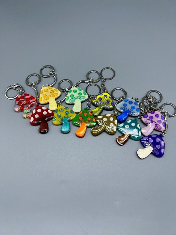 Mushroom Keychains Resin Gift Idea Mushrooms Handmade Etsy