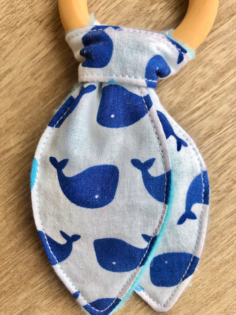 fabric teether wooden Teething Ring teething toy Wood teether natural Wood teether whale teething ring