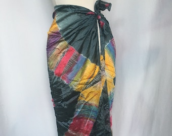 Vintage 90s Teal,Fuchsia,Purple,Gold Sarong/Shawl/Scarf