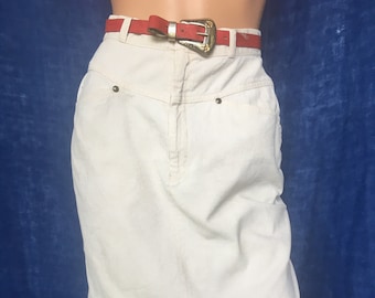 Vintage 80s Off White Corduroy Mini Skirt
