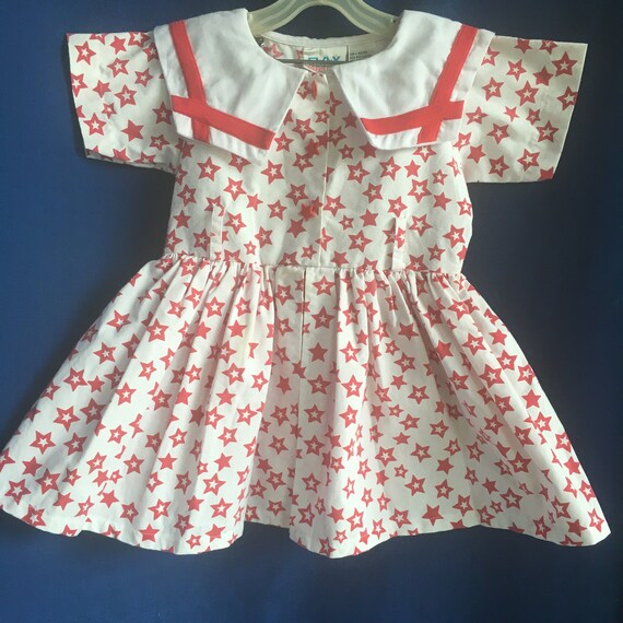 Vintage 90s Toddlers White and Red Nautical Star … - image 1