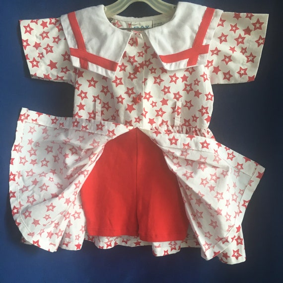 Vintage 90s Toddlers White and Red Nautical Star … - image 3