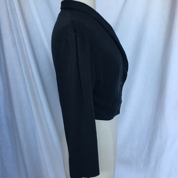 Vintage 90s Cropped Black Jacket w/ Embellished L… - image 4