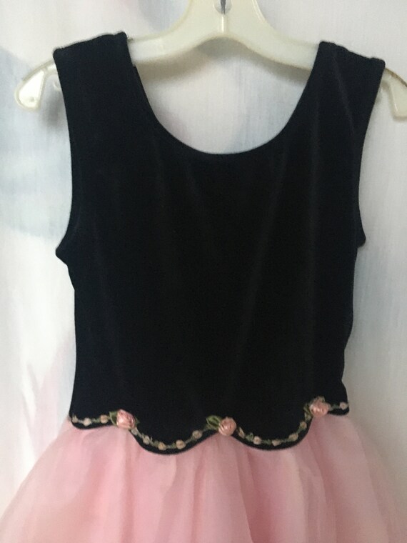 Vintage Girls Black Velvet w/ Pink Tulle / Crinol… - image 2