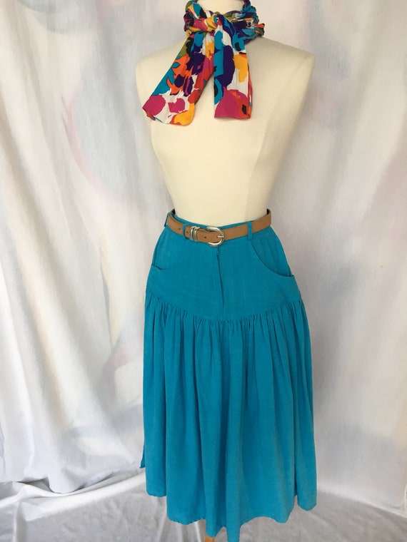 Vintage 80’s/90’s Baby Blue Gauzy Midi Skirt - image 3