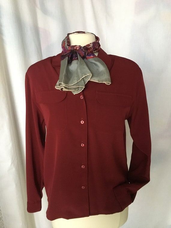 Vintage 90’s Burgundy Blouse by Worthington Essen… - image 5