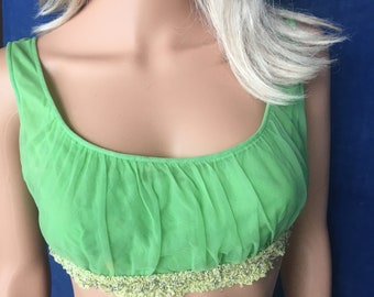 Vintage 60s/70s “I Dream of Jeannie “ Style Green Midriff Top