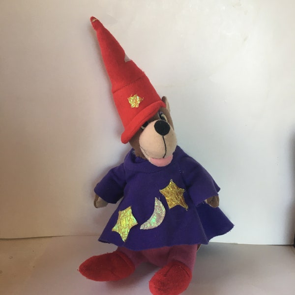 Vintage 1994 Stuffed Wizard Bear in Purple Robe w/ Metallic Moon / Stars