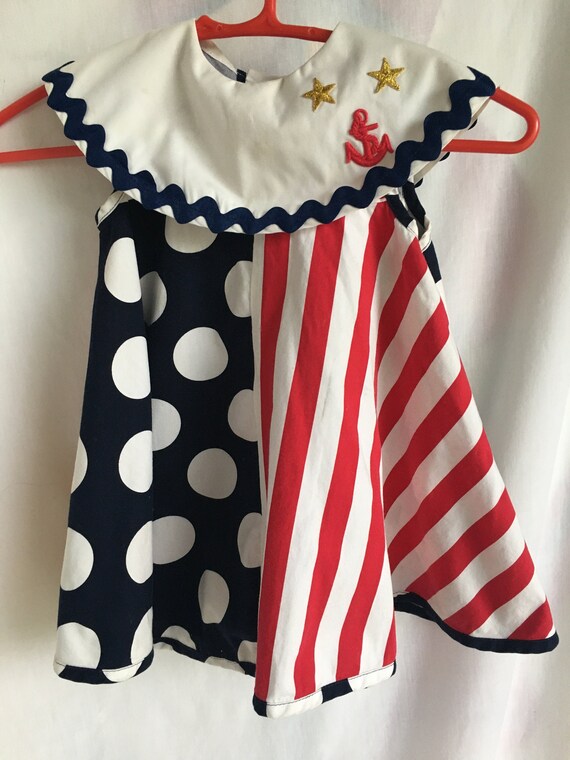 Vintage 90s Toddlers Red,White and Blue Nautical D