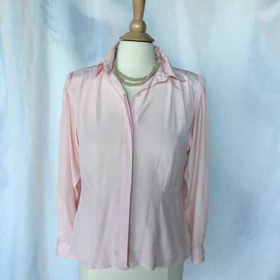 Vintage 80’s/90’s Pale Pink Silky Blouse by “NOTC… - image 3