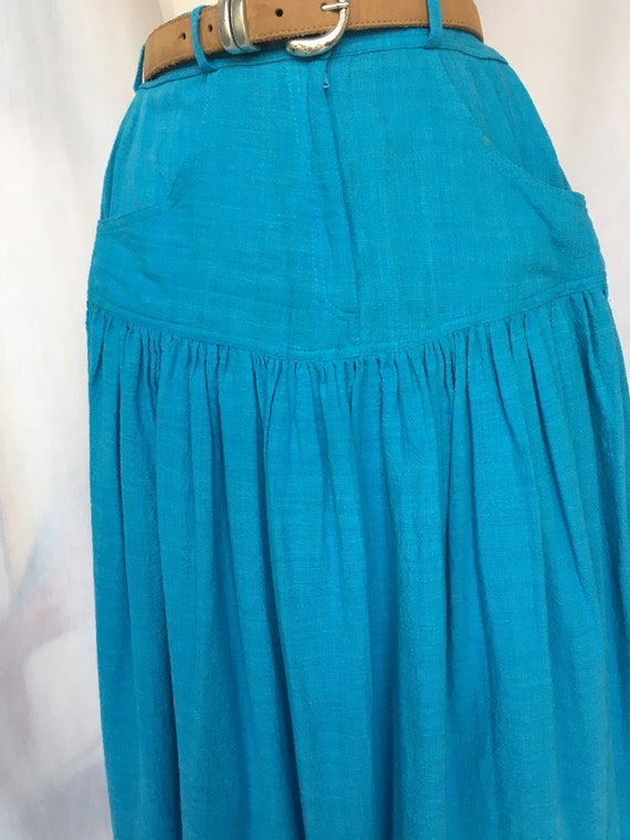 Vintage 80’s/90’s Baby Blue Gauzy Midi Skirt - image 4