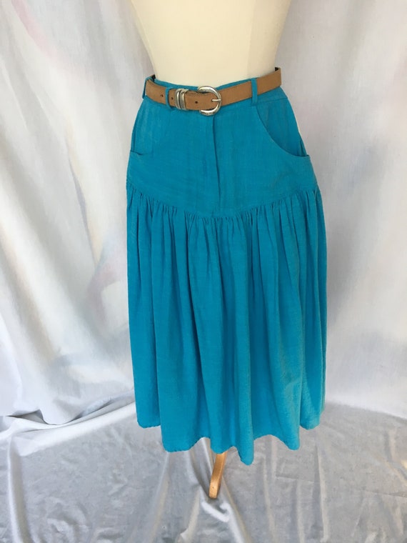 Vintage 80’s/90’s Baby Blue Gauzy Midi Skirt - image 1