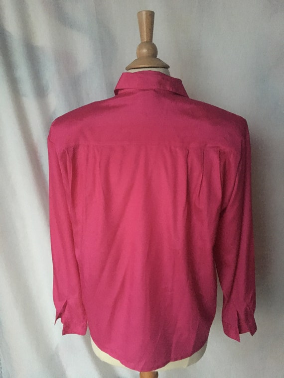 Vintage 80’s Silky Hot Pink Blouse by “Upper Clas… - image 7