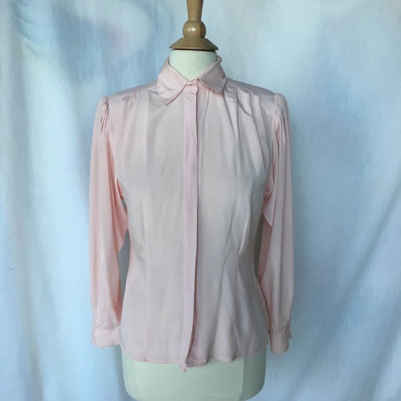 Vintage 80’s/90’s Pale Pink Silky Blouse by “NOTC… - image 1