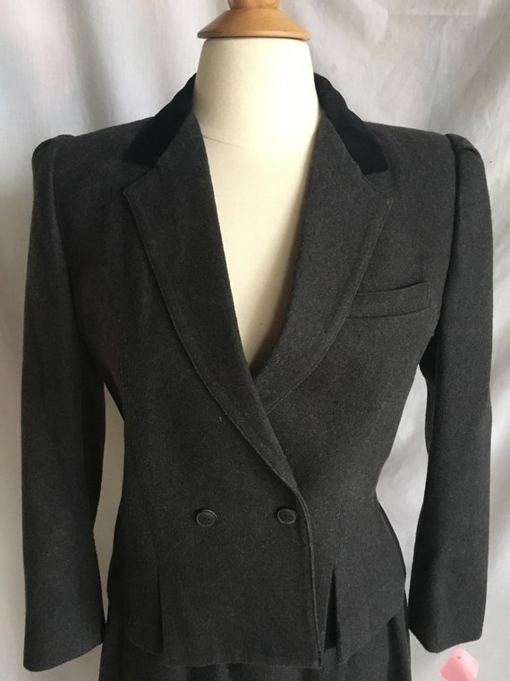 Vintage 80’s Sasson Double Breasted Gray Wool Ble… - image 2
