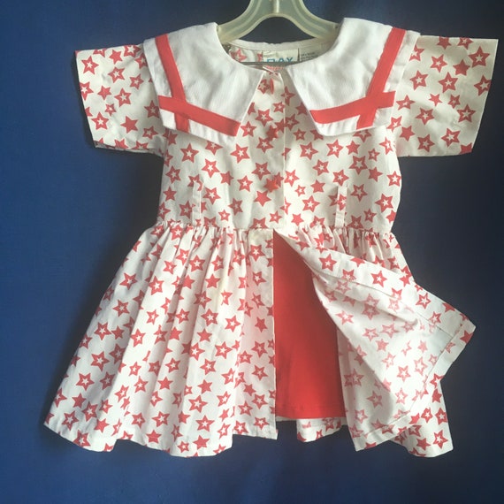 Vintage 90s Toddlers White and Red Nautical Star … - image 2