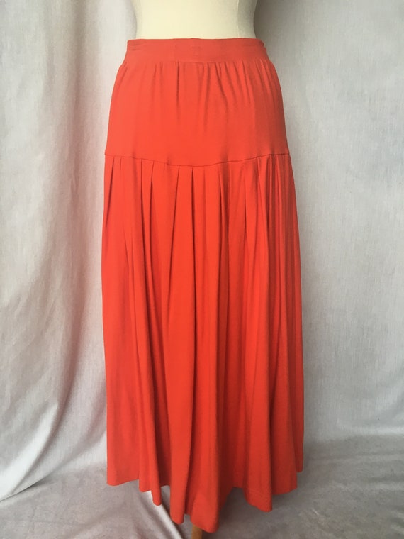 Vintage 90’s Orange Knit Pleated Maxi Skirt - image 5