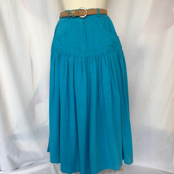 Vintage 80’s/90’s Baby Blue Gauzy Midi Skirt - image 2