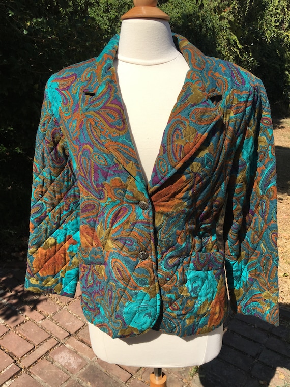 Vintage 90's Quilted Paisley Print Blazer by Campu
