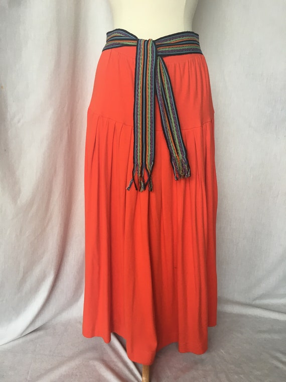 Vintage 90’s Orange Knit Pleated Maxi Skirt - image 7