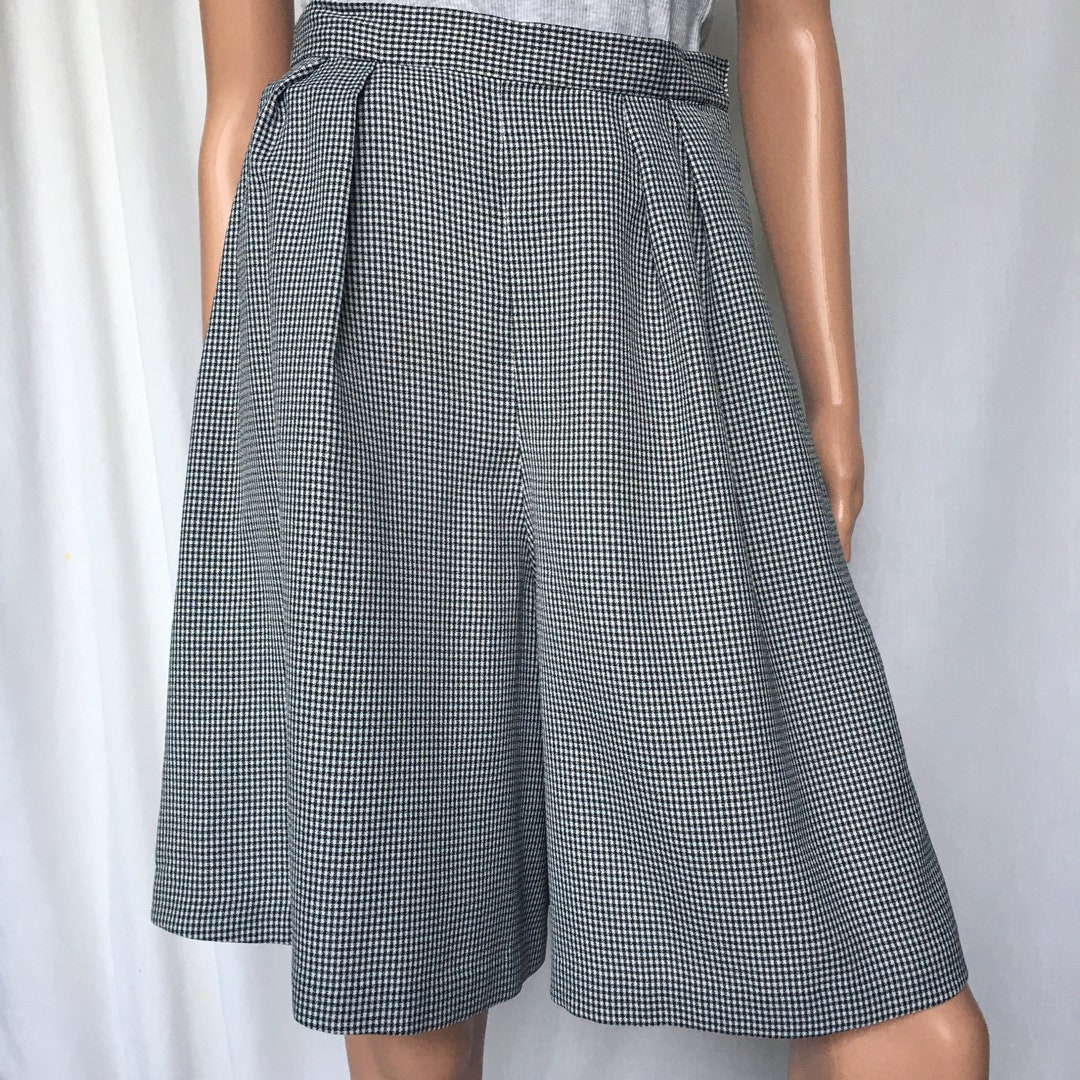 パンツ Alice check culottes Vintage 90s Black and White Checked Culottes - Etsy